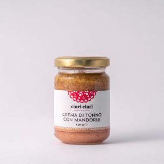Crema di tonno con mandorle, crema salata da 130 grammi in vasetto di vetro, conserva siciliana in vendita su ciuriciuri.shop