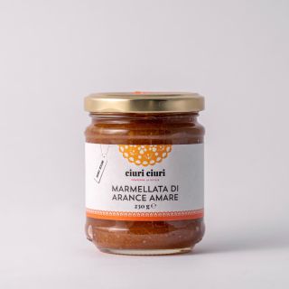 Marmellata di arance amare, marmellata di agrumi siciliani da 230 grammi in vasetto di vetro, prodotto tipico siciliano in vendita su ciuriciuri.shop