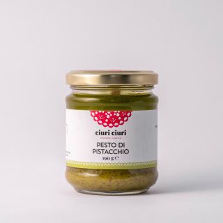 Pesto di pistacchio, condimento per pasta da 190 grammi in vasetto di vetro, conserva siciliana in vendita su ciuriciuri.shop