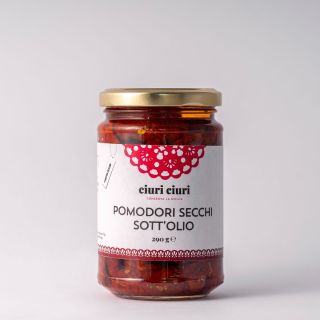 Pomodori secchi sott’olio, prodotto tipico siciliano da 290 grammi in vasetto di vetro, conserva siciliana in vendita su ciuriciuri.shop