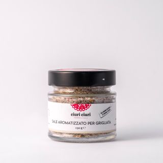 Sale aromatizzato per grigliata, condimento da 130 grammi in vasetto di vetro, prodotto tipico siciliano in vendita su ciuriciuri.shop