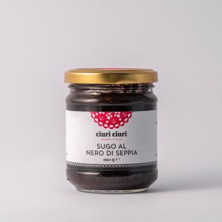 Sugo al nero di seppia, condimento per pasta da 190 grammi in vasetto di vetro, conserva siciliana in vendita su ciuriciuri.shop